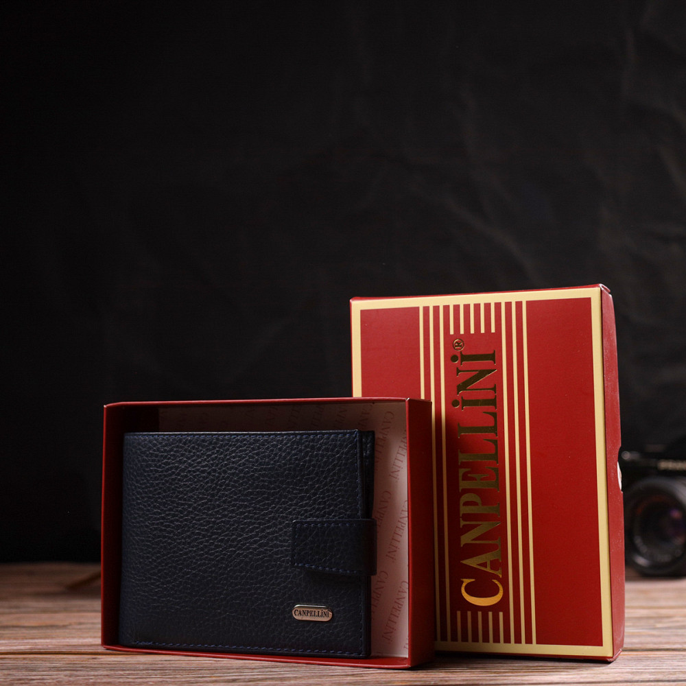 Популярний горизонтальний гаманець для чоловіків із натуральної шкіри флотар CANPELLINI 21884 Синє Київ - фото 10