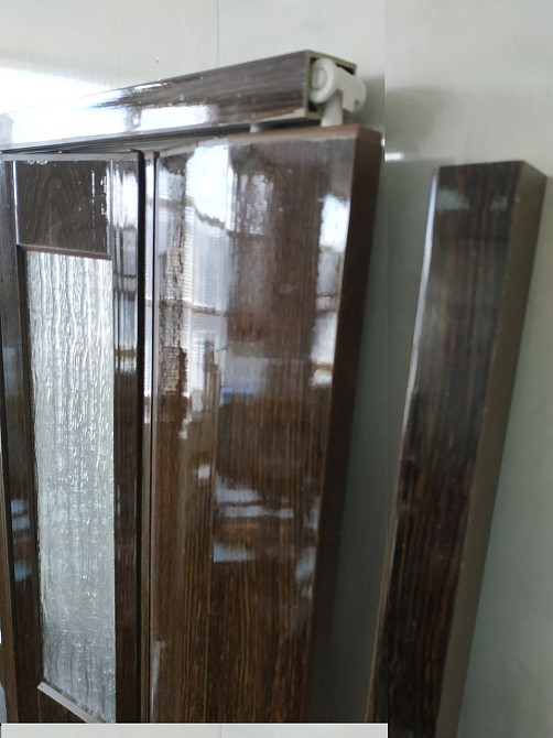 Двері гармошка напівостековані 860х2030х10мм Дуб Темний No4 глянець Дніпро - фото 5