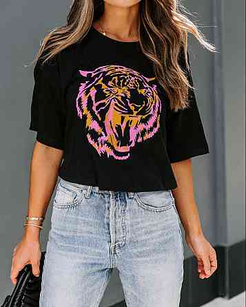 Футболка женская с принтом  46 Черная 2664085074 Днепр