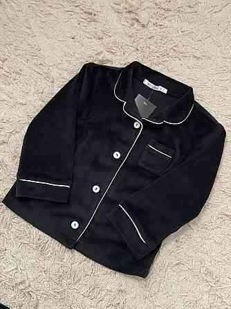 Дитяча велюрова тепла піжама одна кишеня Чорний 110-116 Харків