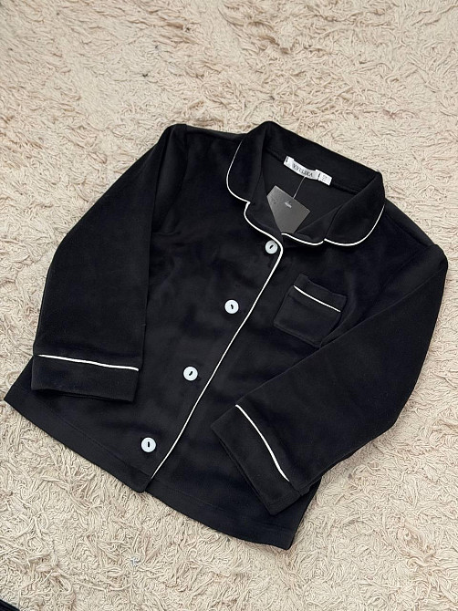 Дитяча велюрова тепла піжама одна кишеня Чорний 110-116 Харків - фото 4