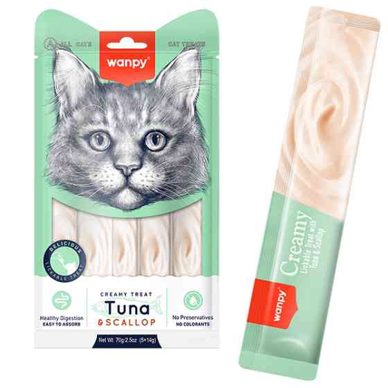Wanpy Creamy Lickable Treats Tuna & Scallop ВАНПИ ТУНЕЦ С МОРСКИМ ГРЕБЕШКОМ жидкое лакомство для котов Киев