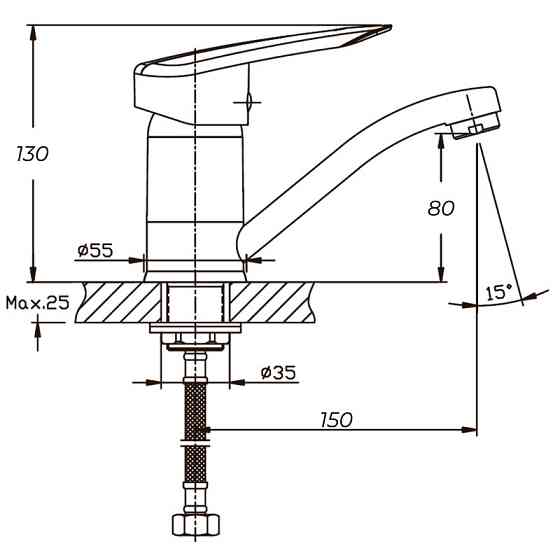 Смеситель для умывальника Haiba Disk 555 с изливом 15 см (модель HB0058) Харьков