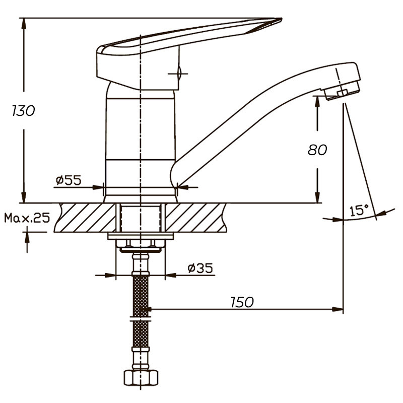 Смеситель для умывальника Haiba Disk 555 с изливом 15 см (модель HB0058) Харьков - изображение 2