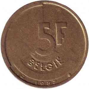 5 франків. 1987 рік, Бельгія (Belgie). Полтава