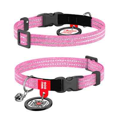 Нашийник для тварин WAUDOG Re-cotton з QR паспортом, пластиковий фастекс XS рожевий (16427) Вінниця