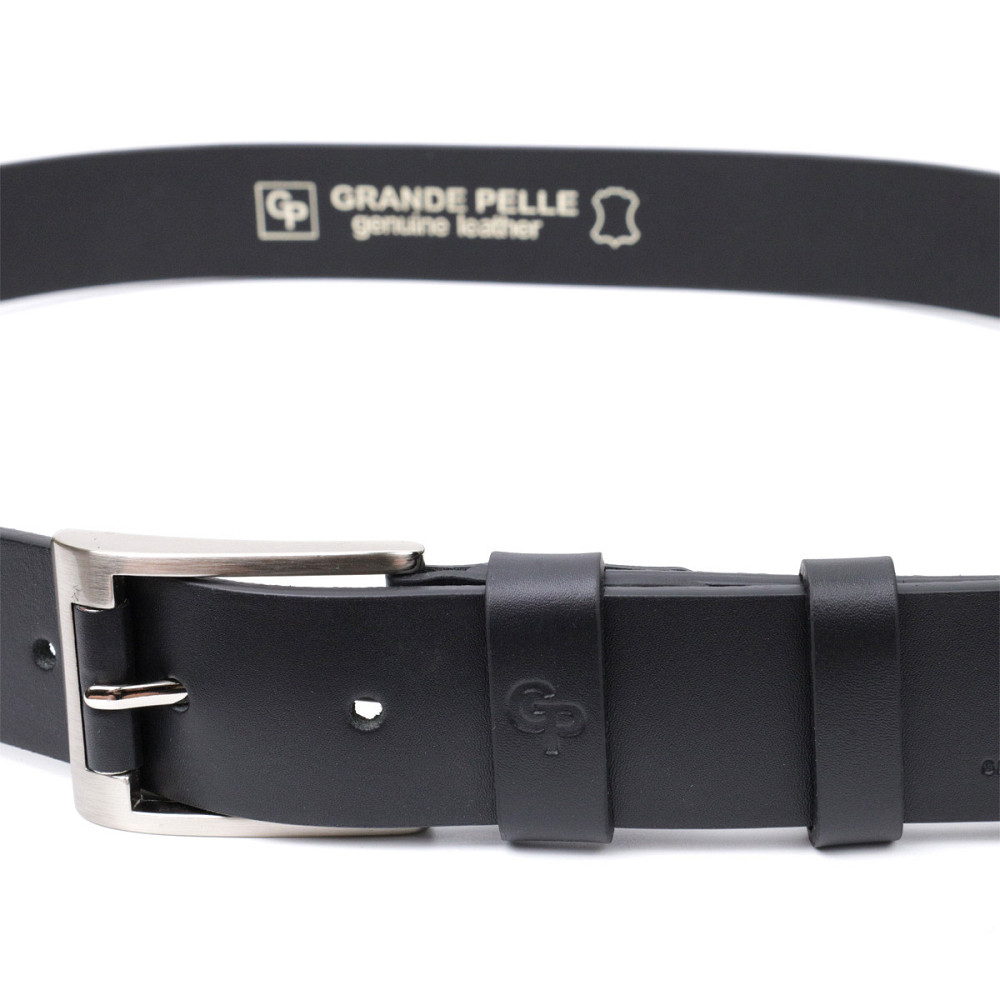 Цікавий ремінь під джинси з натуральної шкіри Чорний (GRANDE PELLE) Київ - фото 6