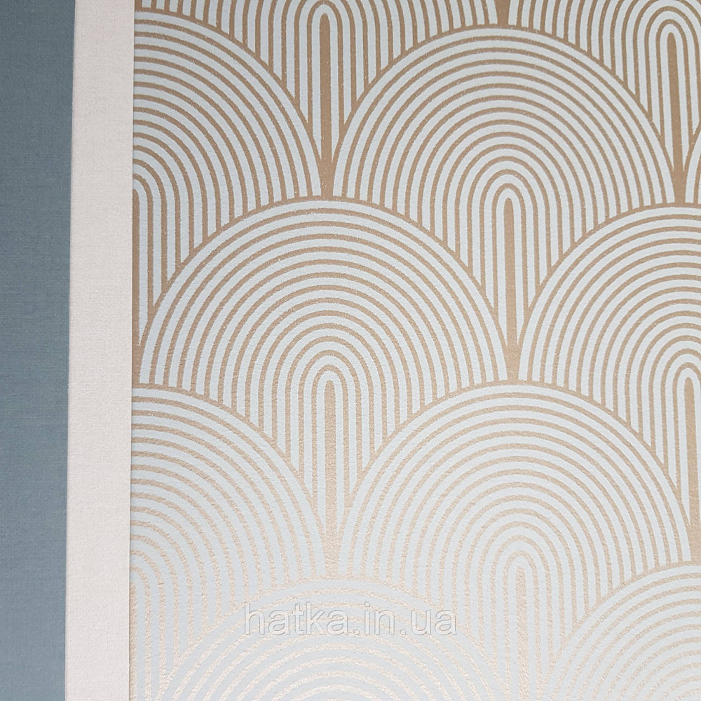 Шпалери флізелінові екологічно чисті Rasch Salisbury 0.53х10 геометрія напівкола золотисті смуги на зеленому Київ - фото 3