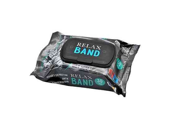 Влажные салфетки 30шт BAND Антибактериальные (Черные) клапан ТМ RELAX Киев