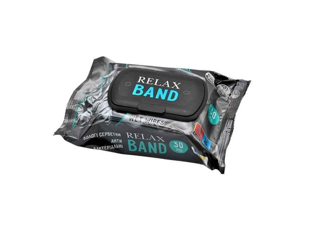 Влажные салфетки 30шт BAND Антибактериальные (Черные) клапан ТМ RELAX Киев - изображение 1