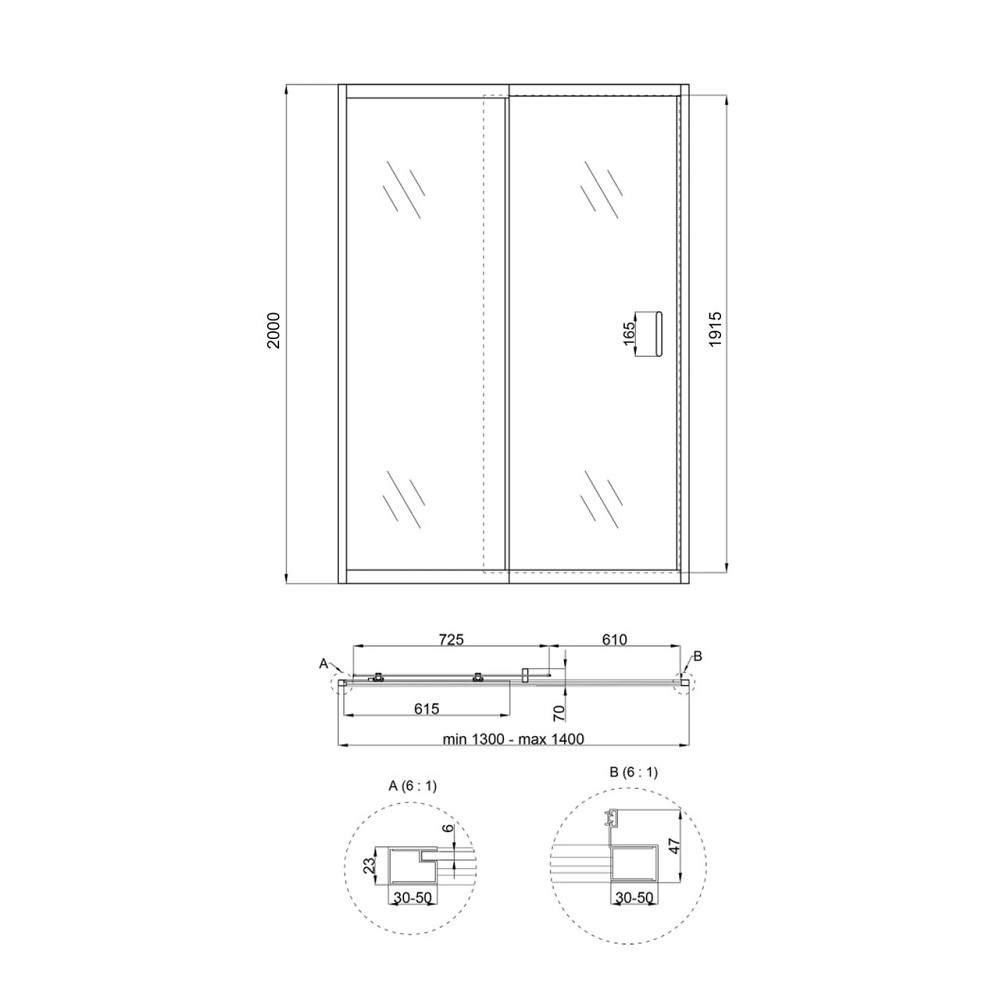 Душевая дверь в нишу Qtap Taurus CRM2013-14.C6 130-140x200 см, стекло Clear 6 мм, покрытие CalcLess Киев - изображение 2