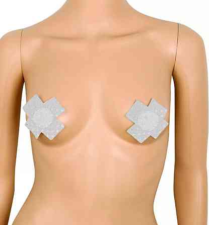 Наклейки на груди "Хрести" з паєтками, колір білий, розмір хрестика 6,5*6,5 см Київ