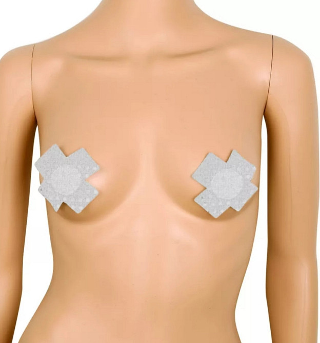 Наклейки на груди "Хрести" з паєтками, колір білий, розмір хрестика 6,5*6,5 см Київ - фото 4