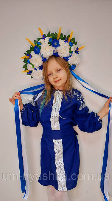 Віночок ободок з квітами "Сценічний з колосками та стрічками" Кривий Ріг - фото 3