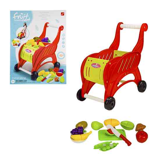 Продуктовая тележка и продукты на липучках 889-137/138 Красный Винница