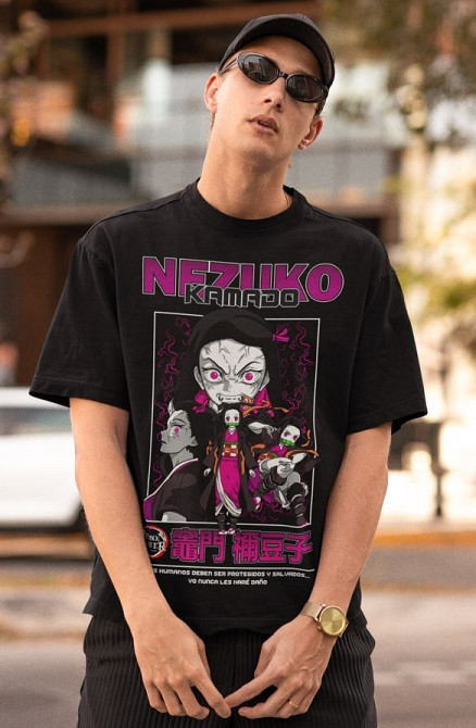 Футболка для хлопчика з аніме принтом Вбивця демонів оверсайз (зріст від 165 до 180) Чорний AnimeJ0947m Дніпро - фото 4