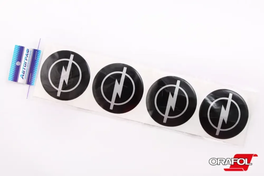 Наклейка на колпак 70мм силикон Opel черная Автограф (4 шт.) Винница - изображение 1