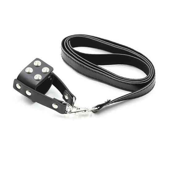 Мужской бандаж для вытягивания пениса из искусственной кожи 130 см черный Винница