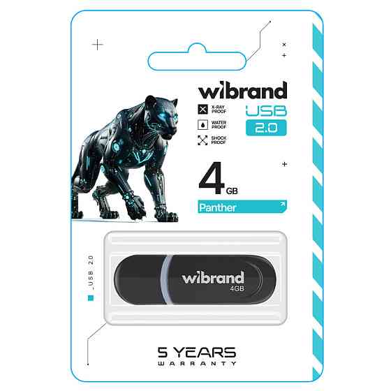 Флешка flash Wibrand USB 2.0 Panther 4Gb Black WI2.0 / PA4P2B Одеса