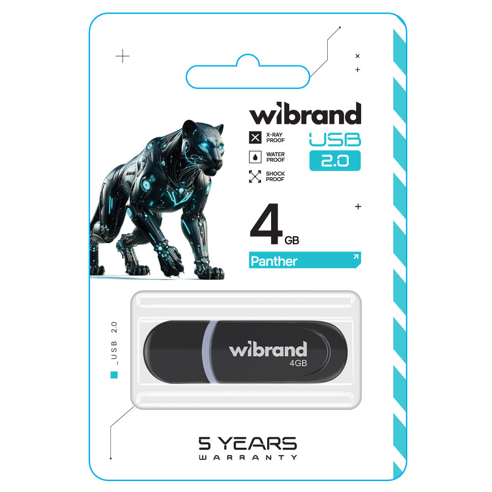Флешка flash Wibrand USB 2.0 Panther 4Gb Black WI2.0 / PA4P2B Одеса - фото 2