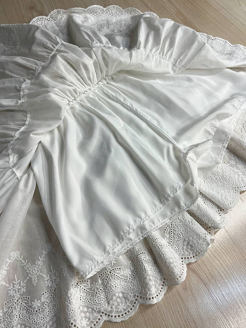 Юбка женская A-N 26070 короткая хлопковая с шортами оборки кружево резинка на талии шнурок белая, белый, L Киев - изображение 16