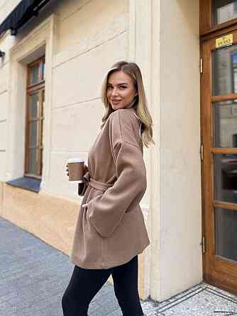 Жіночий теплий базовий кардиган із поясом турецька ангора-в'язка Коричневий, 46/48 Одеса