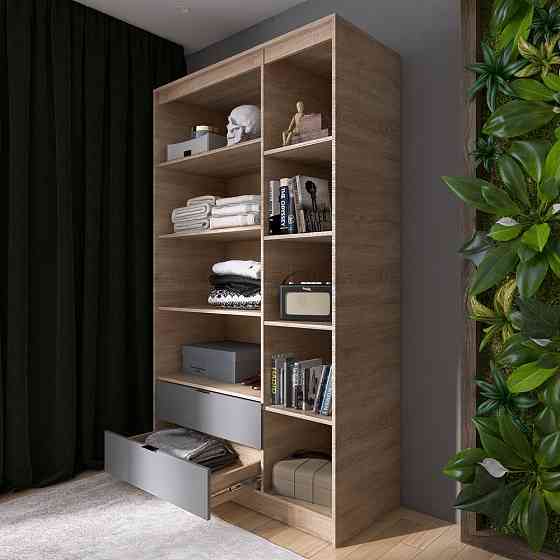 Шкаф распашной для одежды с выдвижными ящиками (полки - полки) Эверест Сити-1200 120,2х50х204,6 см Дуб сонома/Графит (DTM-071129) Львов