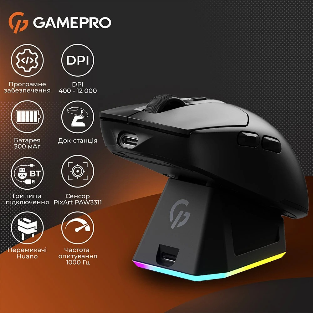 Миша бездротова GamePro Genesis Airmaster Black (GM167B) ( 23921 ) Харьков - изображение 11