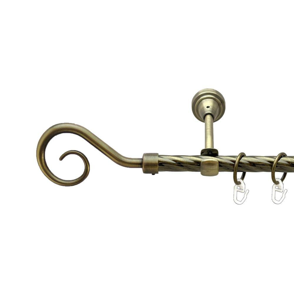Карниз Orvit Гак металевий однорядний відкритий скручена труба кільце металеве Антик 16 мм 160 см Львов - изображение 1