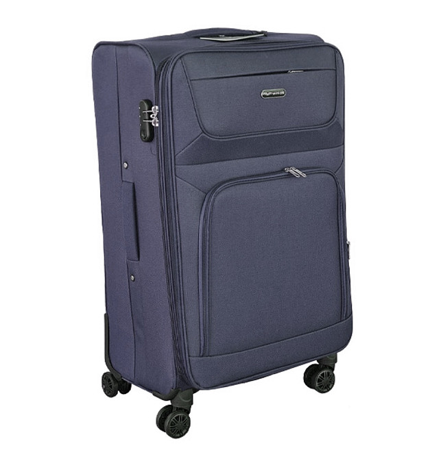 Чемодан тканевый WINGS 6018 большой 75 см 4 колеса темно-синий Киев - изображение 1
