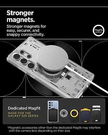 Чехол Spigen Ultra Hybrid MagFit для Galaxy S25 Ultra прозрачный магнитный Qi2 сертифицированный Neo One Киев