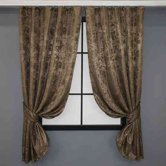 Комплект коротких штор VR-Textil Жаккард Sultan YL № 1203ш Коричневый 130х170 см 2 шт (35-0079) Киев