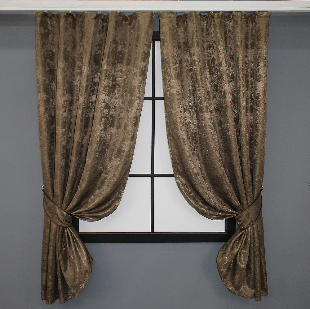 Комплект коротких штор VR-Textil Жаккард Sultan YL № 1203ш Коричневый 130х170 см 2 шт (35-0079) Киев - изображение 1