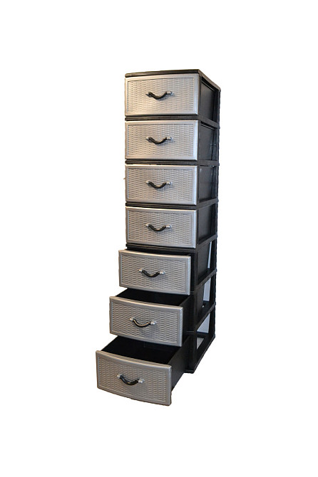 Комод пластиковый Style black (Стиль) 7 ящиков 48х38х155 Одесса - изображение 1