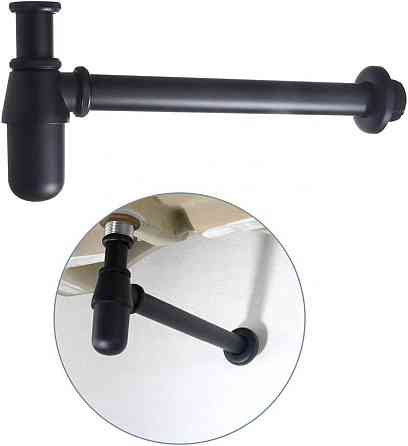 Сифон для раковини Champion Siphon-01 BLACK 1 1/4" чорний без випуску (під донний клапан) без ревізії (AC Київ