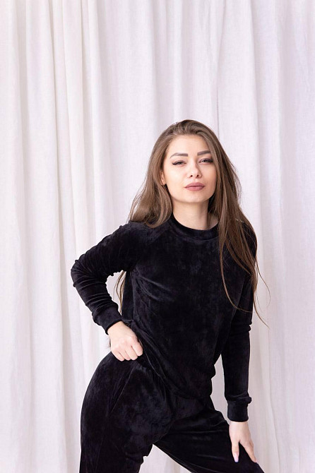 Жіночий спортивний велюровий костюм Чорний XS Харків - фото 3