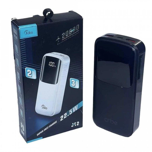 Універсальна зарядна батарея Konfulon Joko J12 Power Bank 20000Mah 22,5W (Чорний) Вінниця - фото 3