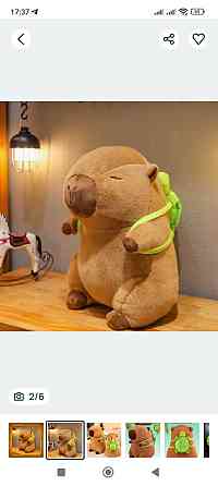 Мягкая игрушка Капибара с рюкзаком черепашкой Плюшевый Кпибара ГАРНА. Харьков