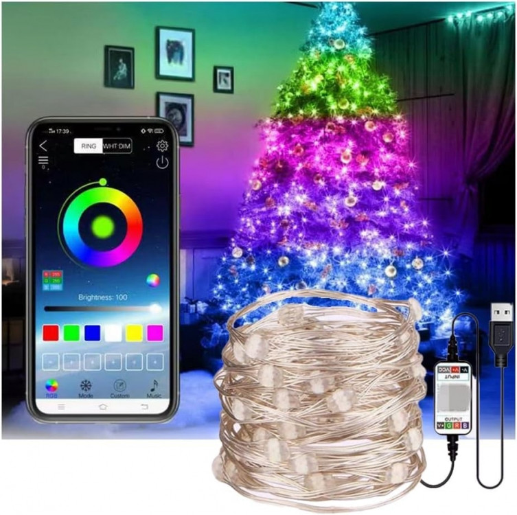 Світлодіодна гірлянда з Bluetooth та пультом RGB 10м Вінниця - фото 1