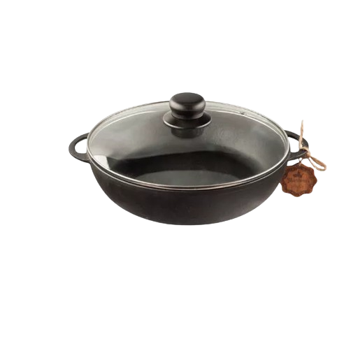 Жаровня 26*6см скляна кришка чавунна лита Т103С3 Майстерня Житомир - фото 1