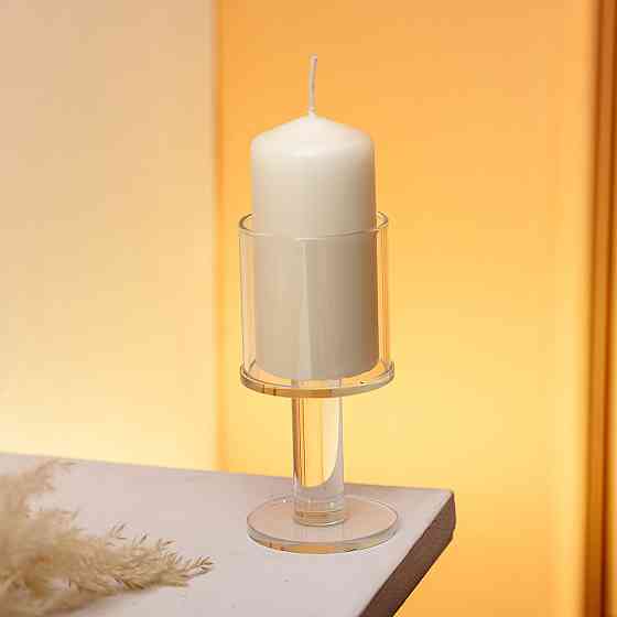 Yiwu Підсвічник скляний на ніжці 6×12.5 см підсвічник келих декоративний прозорий HP-4-37S Киев