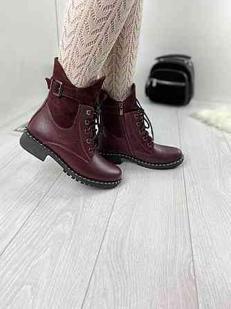 Injers Черевики жіночі INJERS бордові натуральна шкіра з хутром (висота 17см, підошва 3см, розм Коломыя