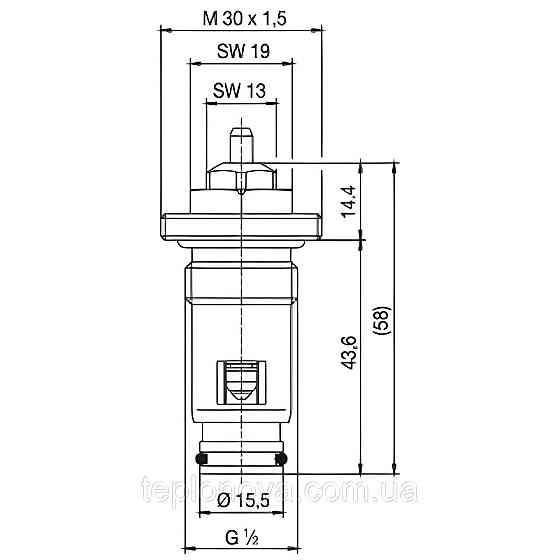 Клапан INNER під термоголовку М30x1,5 панельного радіатора OPTIMUM/KALITE 1/2| НР (в трубу) Чернівці