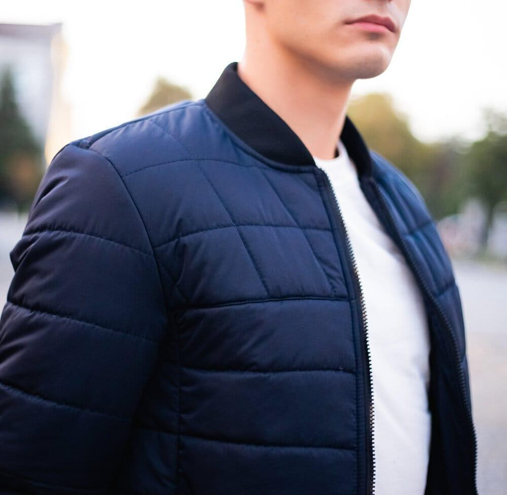 Чоловіча куртка бомбер на блискавці темно-синя Pobedov Povezlo Київ - фото 2