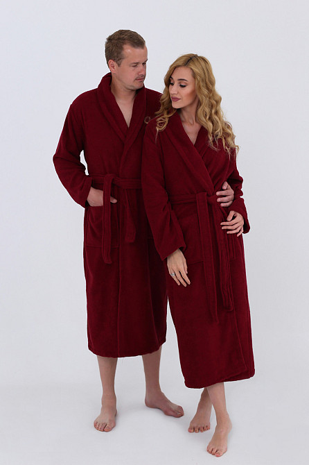 Чоловічий махровий халат Ideal Textile L бордовий (56860501) Чернівці - фото 5