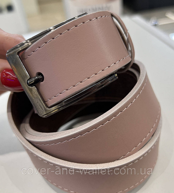 Красивый пудровый женский ремень из натуральной кожи 35мм PS Leather Киев - изображение 8