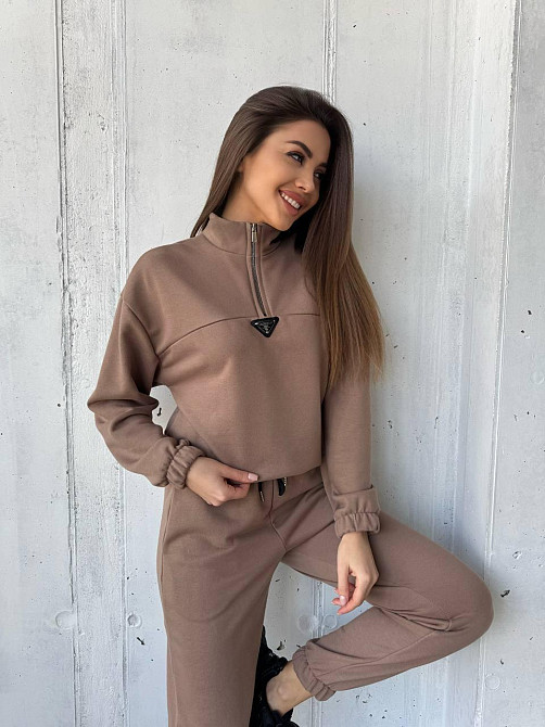 Жіночий повсякденний костюм-двійка: кофта та штани двохнитка-петля Капучино, 46 Одеса - фото 7
