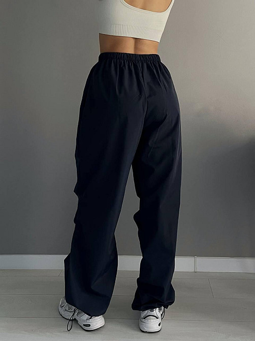 Женские повседневные оверсайз брюки из плащевки Темно-синий Одесса - изображение 2