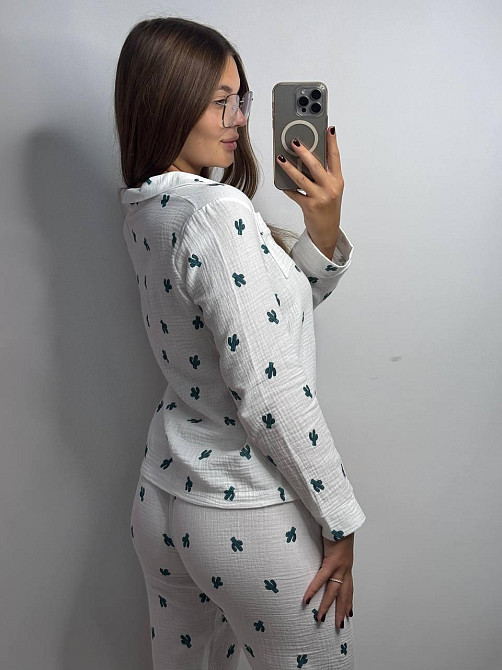 Женский комплект из натуральной ткани Кактус, Молочный, XL-2XL Харьков - изображение 2