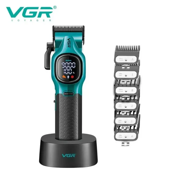 Машинка для стрижки VGR V-886C 9000 об/хв LED дисплей акумуляторна з 6 насадками Одеса
